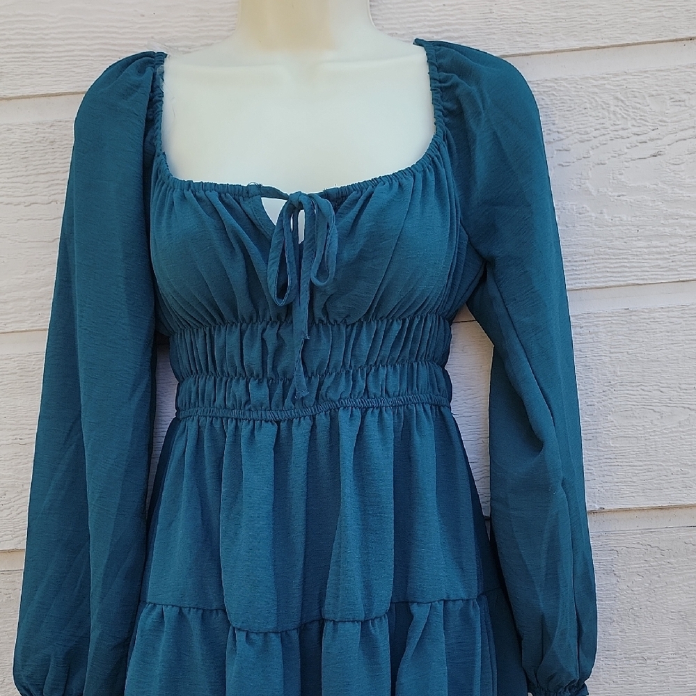 Liberty Love Teal Long Sleeve Dress Size S - Picture 4 of 13